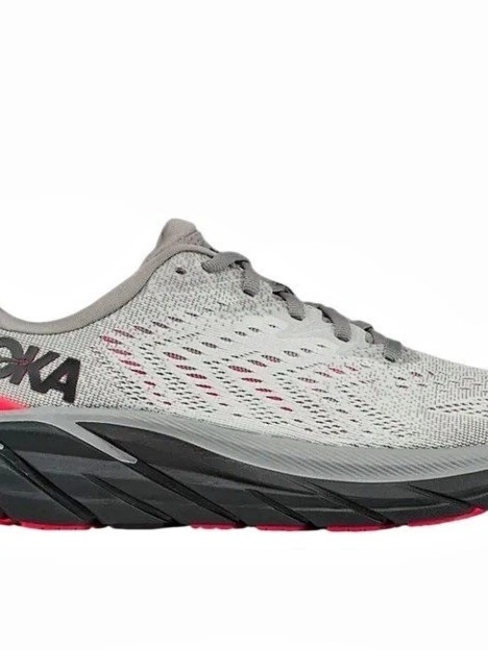 HOKA Clifton 8 Athletic Shoes in Gray & Pink